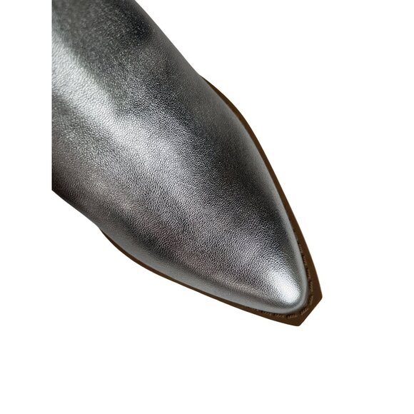 Forever 21 Ankle Boots New Metallic Silver Women's booties Size 7 Block Heel Fau - Picture 11 of 13